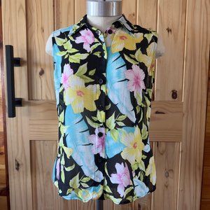 Conrad C Collection Womens Floral Button Down Sleeveless Top 4